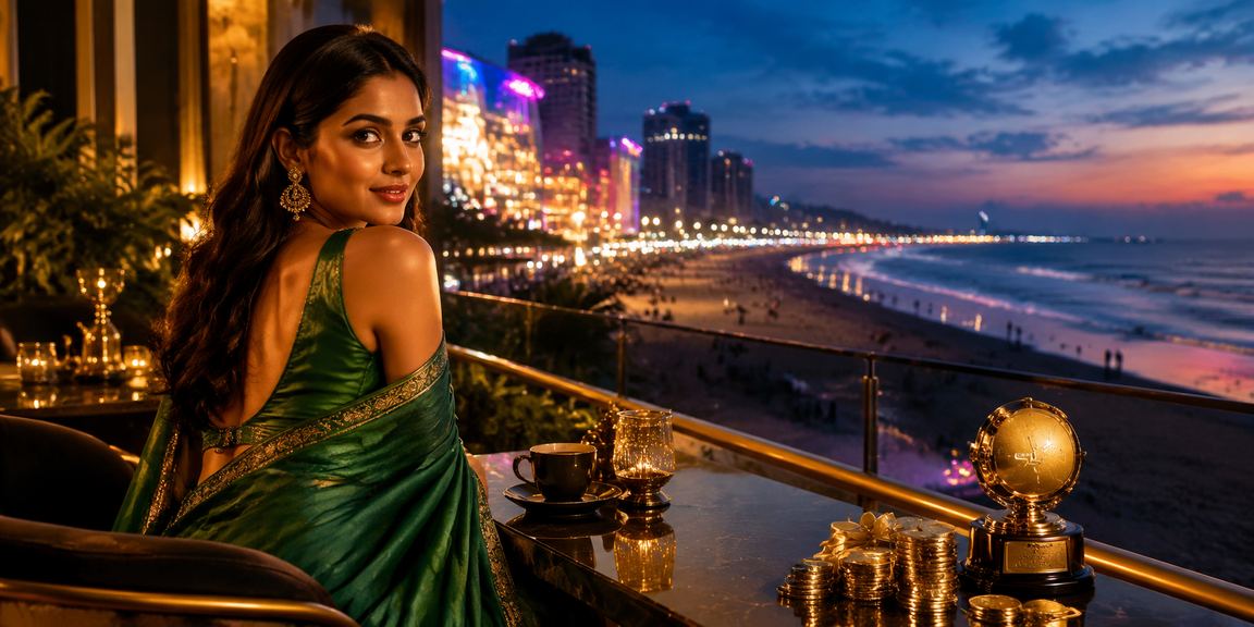Casual players engaging with live casino on mobile at Chennai Marina Beach