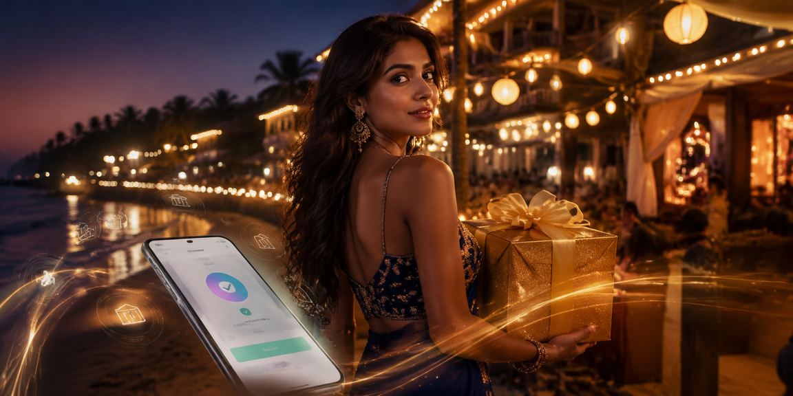 Indian player enjoying mobile betting on the beach